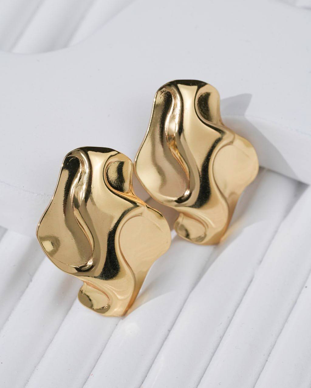 Wavy Gold Statement Earrings