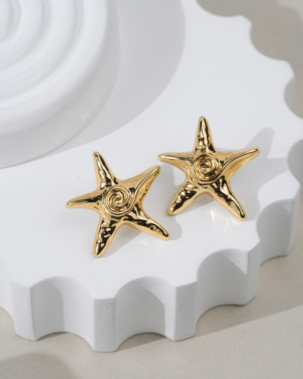 Gold Starfish Swirl Earrings