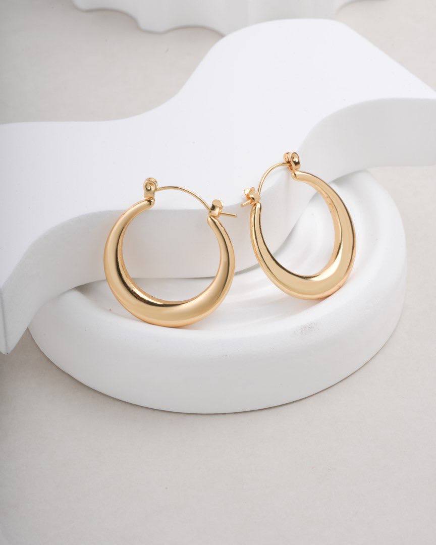 K-Style Curved Gold Earrings