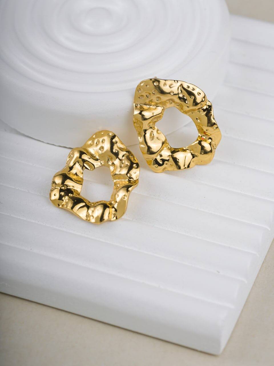 K-Style Hammered Abstract Earrings