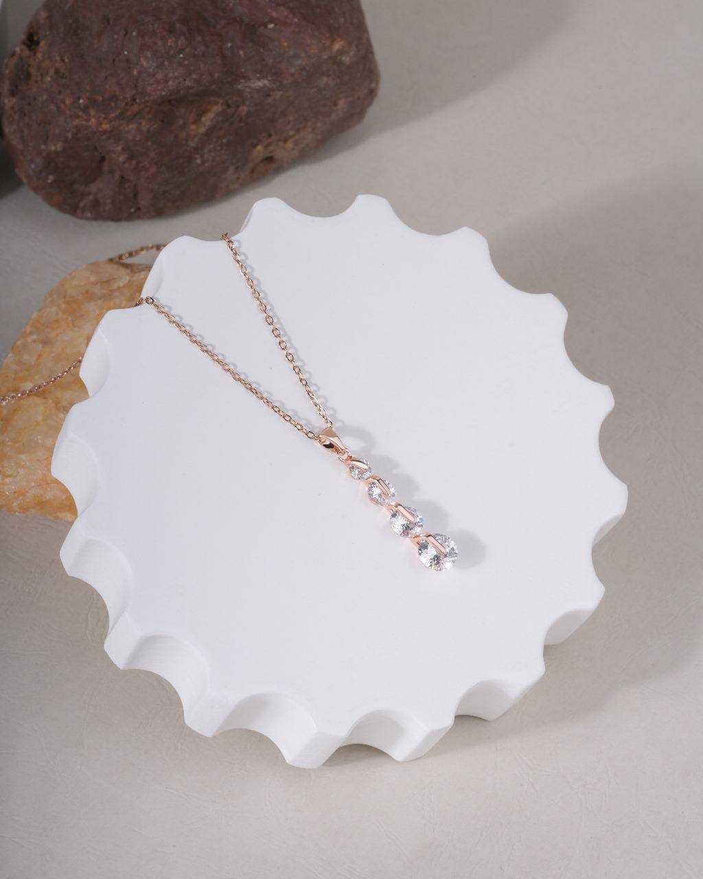 Rose Gold Vertical Crystal Drop Necklace