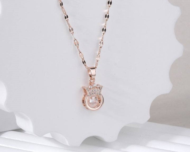 Rose Gold Crown Ring Pendant Necklace