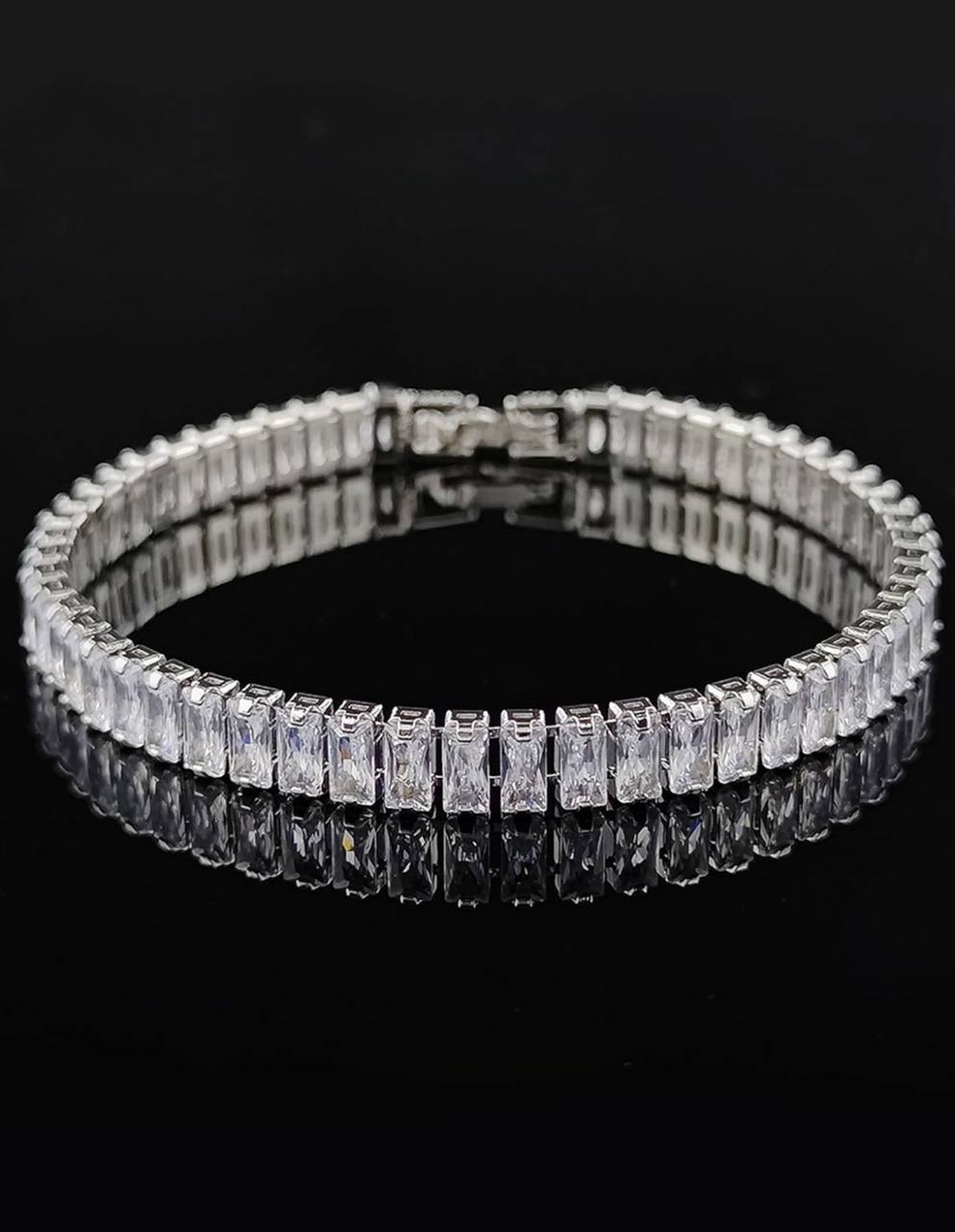 GleamLine Baguette Cut Tennis Bracelet