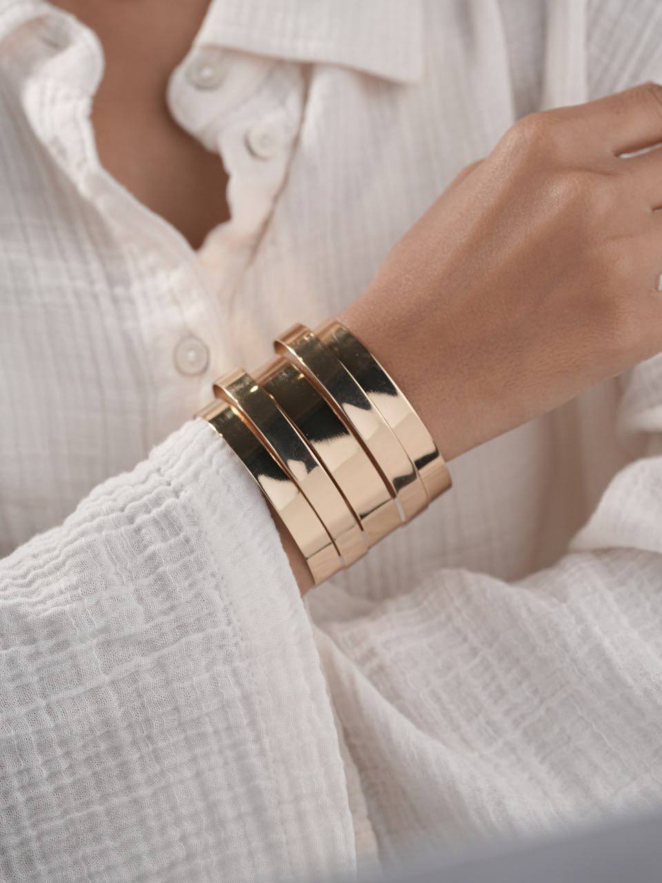 Polished Multi-Band Statement Cuff Bracelet