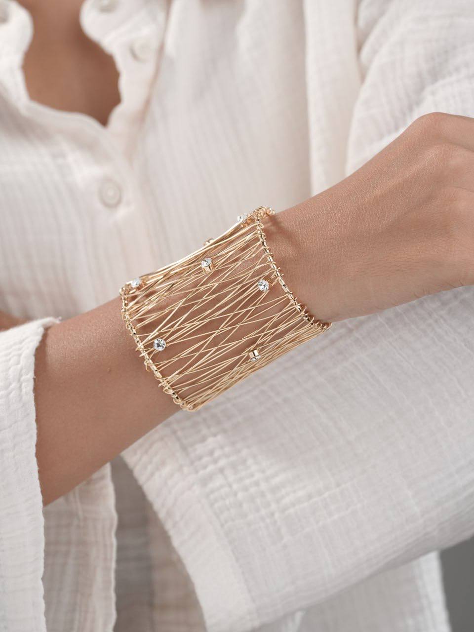 Celeste Wire-Weave Statement Bracelet